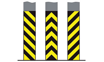 Желтая вертикальная разметка на парковках